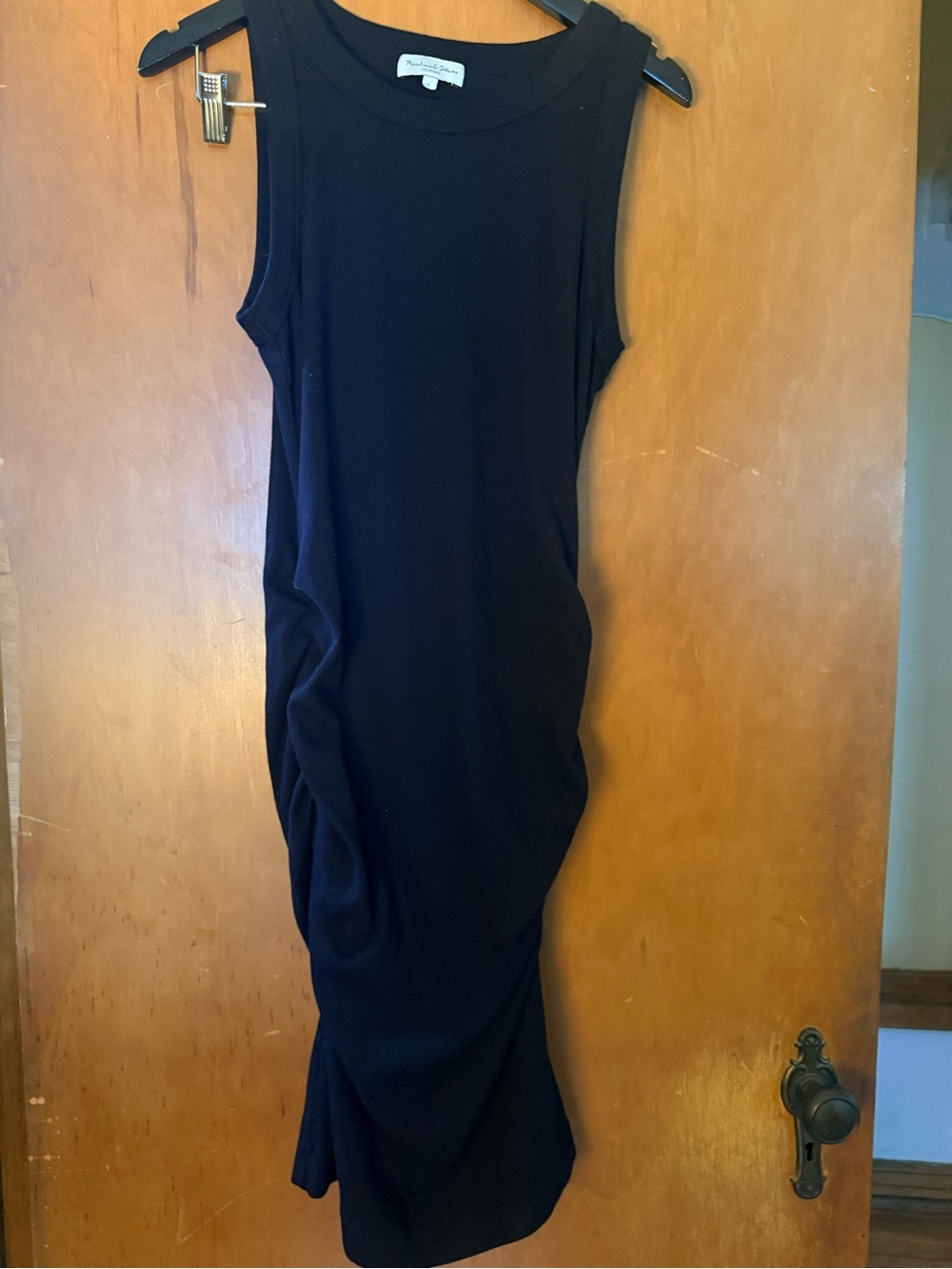Michael Stars Los Angeles Black Sleeveless Maxi Dress with Side Drape